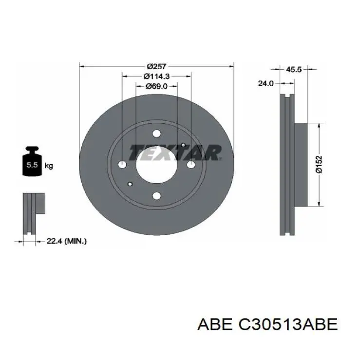 Диск гальмівний передній ABE C30513ABE