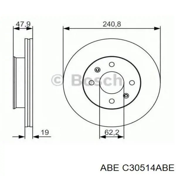 Диск гальмівний передній ABE C30514ABE