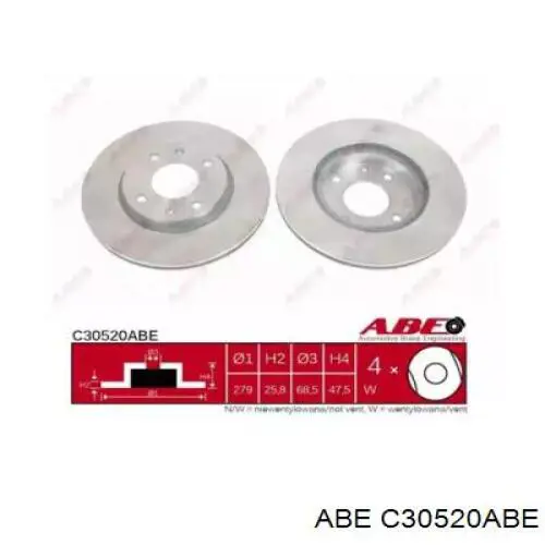 C30520ABE ABE диск гальмівний передній