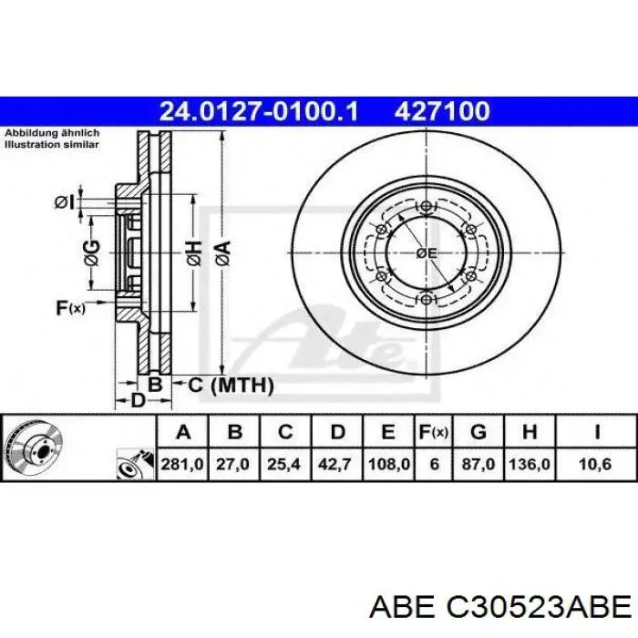 Диск гальмівний передній ABE C30523ABE