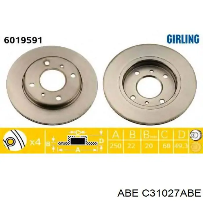 C31027ABE ABE диск гальмівний передній
