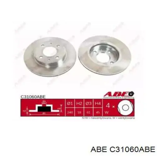 Диск гальмівний передній ABE C31060ABE