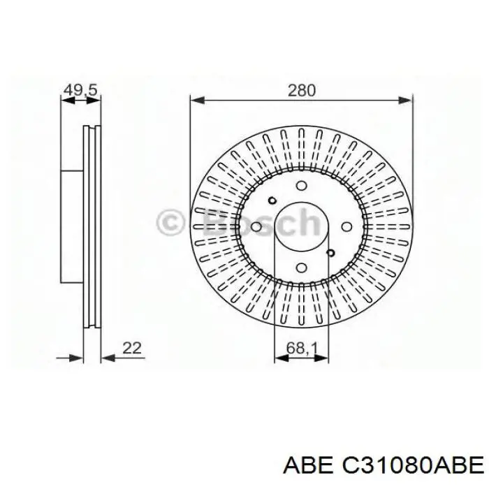 Диск гальмівний передній ABE C31080ABE