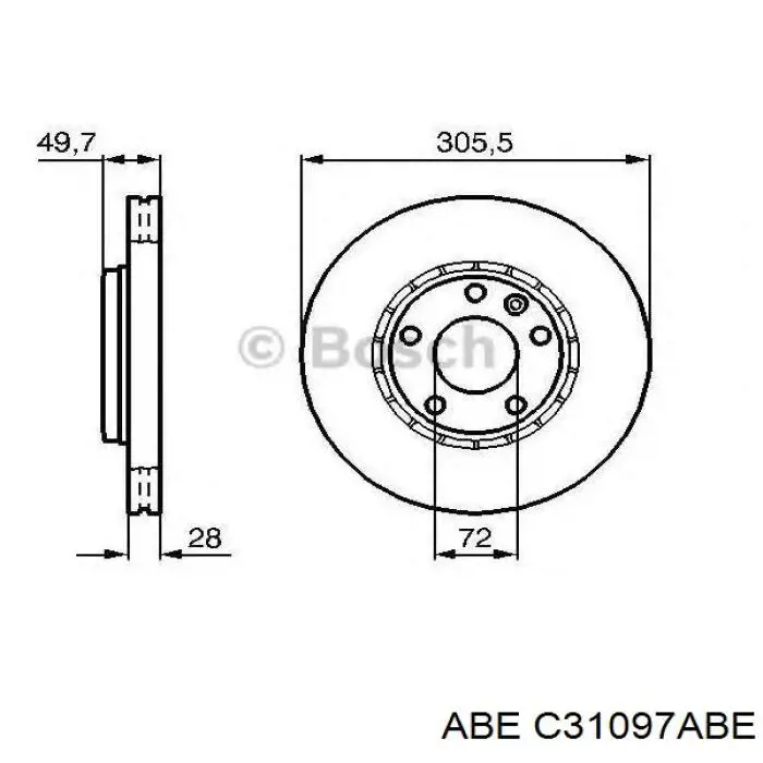 Диск переднього гальма ABE C31097ABE ціна, від 45.41 USD