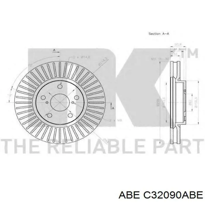 Диск переднього гальма ABE C32090ABE ціна, від 37.95 USD