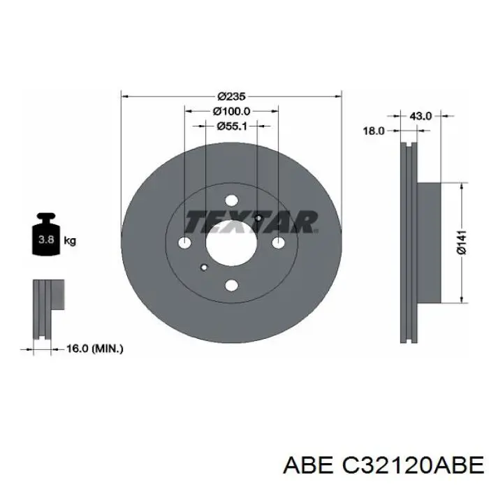 Диск гальмівний передній ABE C32120ABE