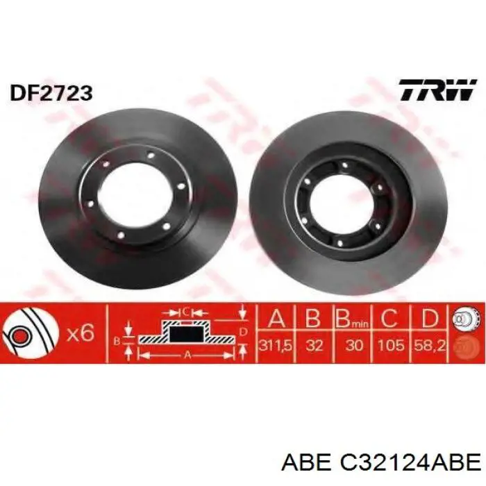 Диск гальмівний передній ABE C32124ABE