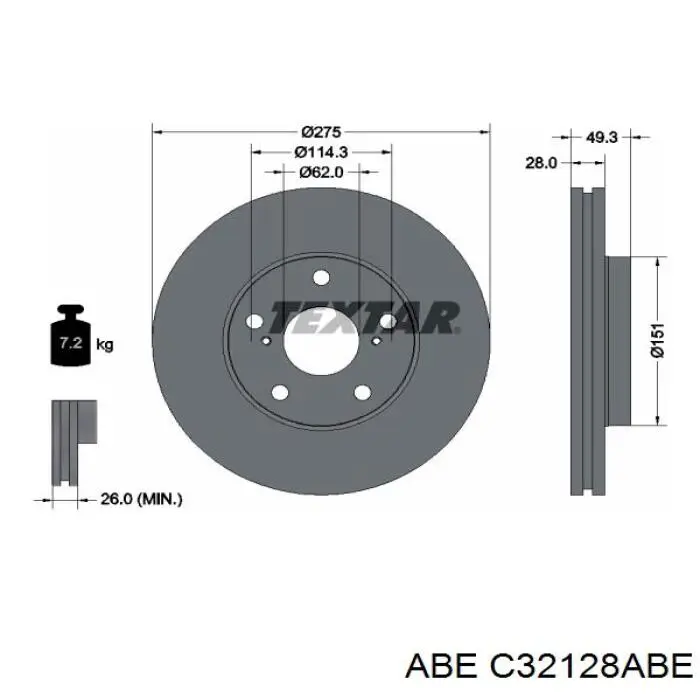 Гальмівні диски передні C32128ABE ABE