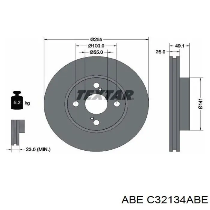 Диск переднього гальма ABE C32134ABE ціна, від 26.74 USD
