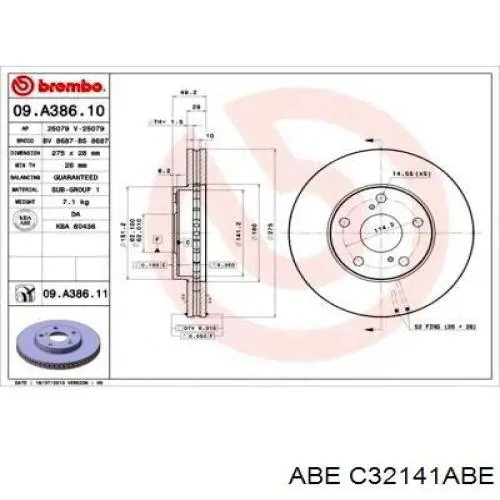 C32141ABE ABE диск гальмівний передній
