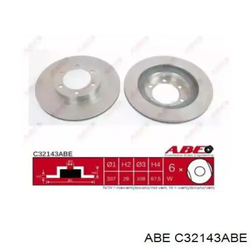 Диск переднього гальма ABE C32143ABE ціна, від 39.59 USD