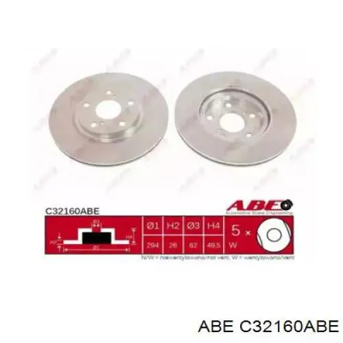 Диск гальмівний передній ABE C32160ABE