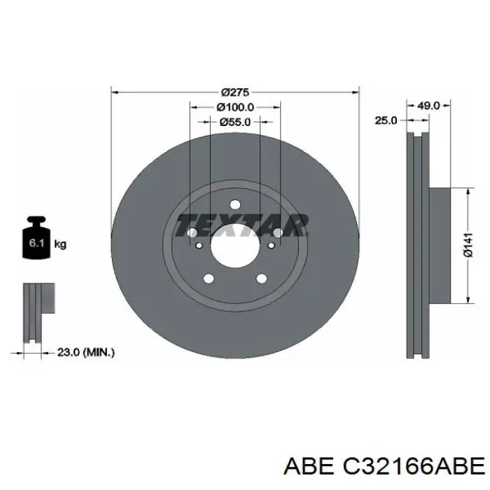 C32166ABE ABE диск гальмівний передній
