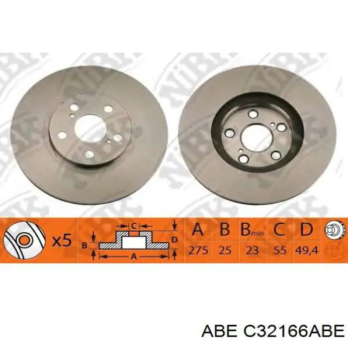 Диск гальмівний передній ABE C32166ABE