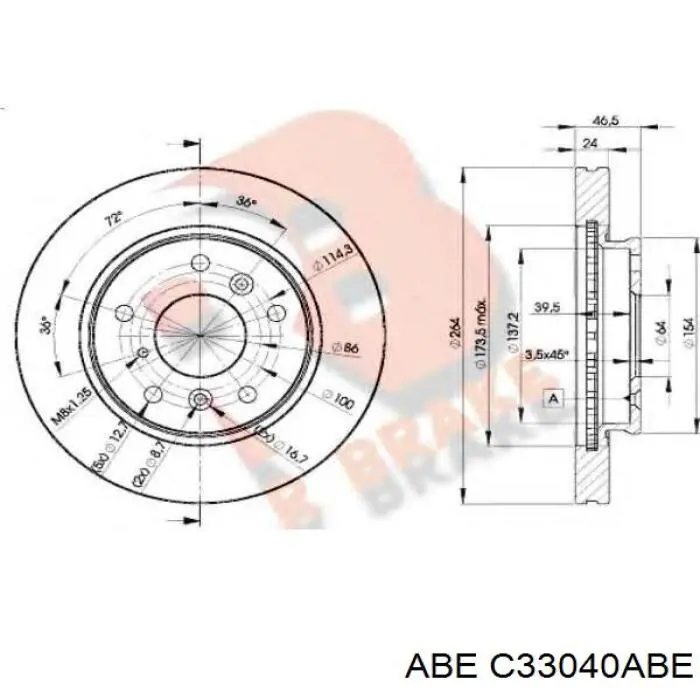 C33040ABE ABE Гальмо дискове переднє