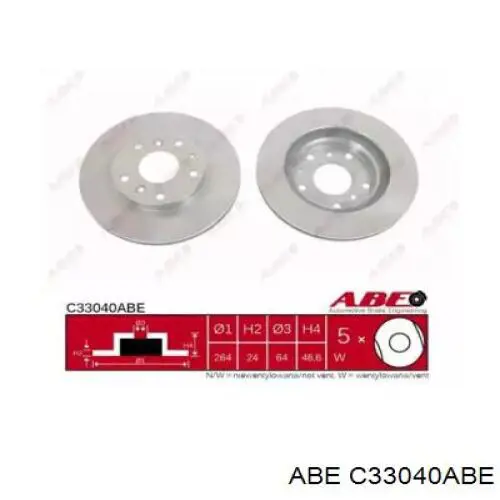 Диск переднього гальма ABE C33040ABE ціна, від 33.38 USD