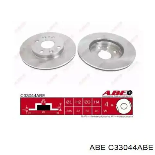 Диск переднього гальма ABE C33044ABE ціна, від 19.30 USD