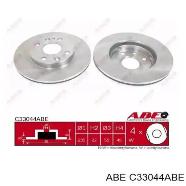 C33044ABE ABE диск гальмівний передній