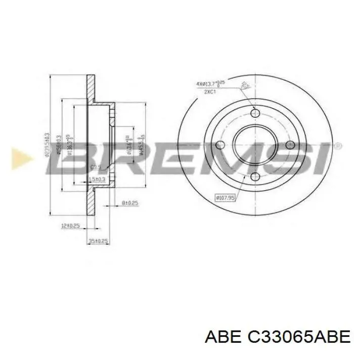Диск гальмівний передній ABE C33065ABE