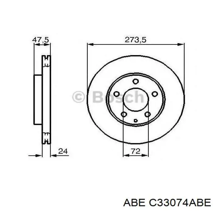 Диск гальмівний передній ABE C33074ABE