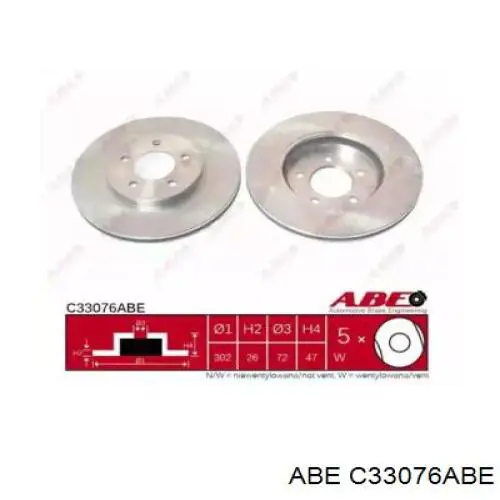 Диск гальмівний передній ABE C33076ABE