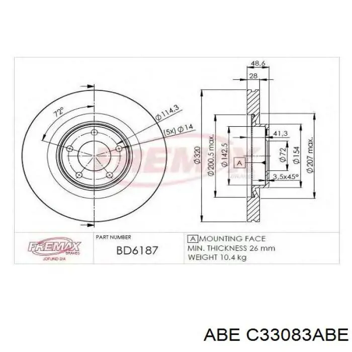 Гальмівні диски передні C33083ABE ABE