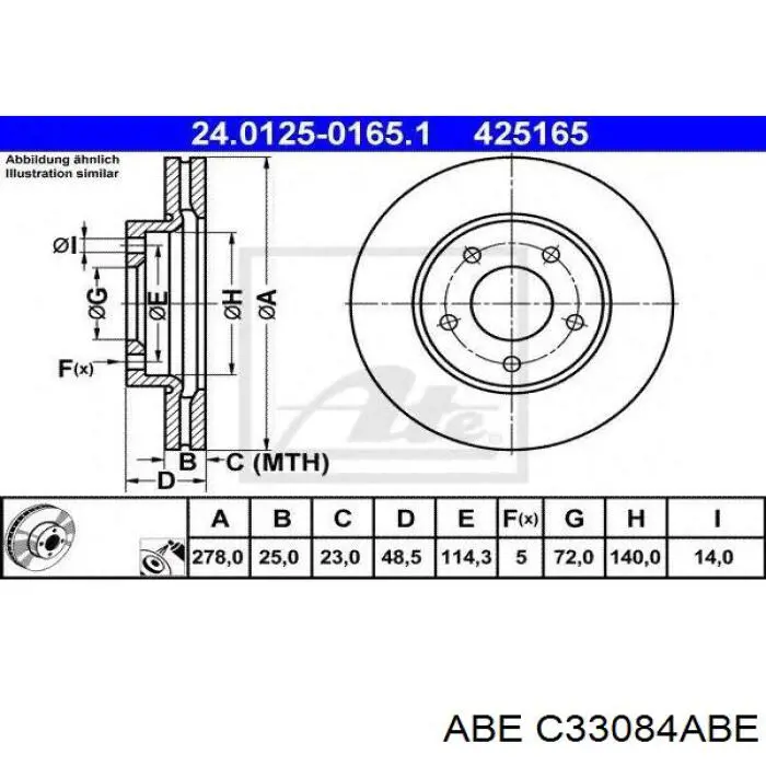 Гальмівні диски передні C33084ABE ABE