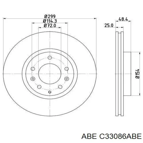 Диск переднього гальма ABE C33086ABE ціна, від 43.55 USD