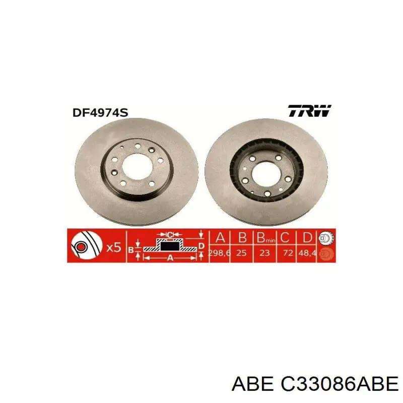 Диск переднього гальма ABE C33086ABE ціна, від 43.55 USD