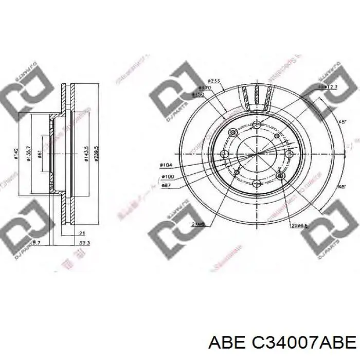 C34007ABE ABE Гальмо дискове переднє