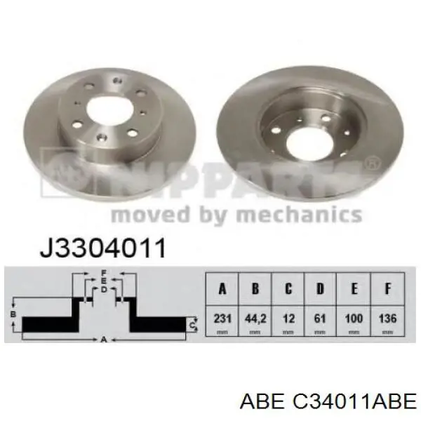 Гальмівні диски передні C34011ABE ABE