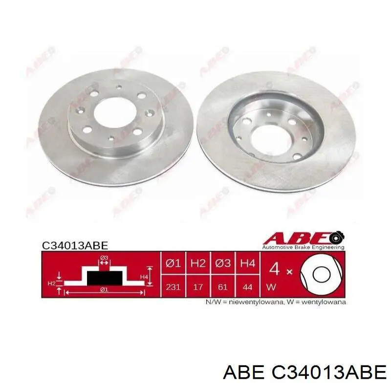 C34013ABE ABE диск гальмівний передній