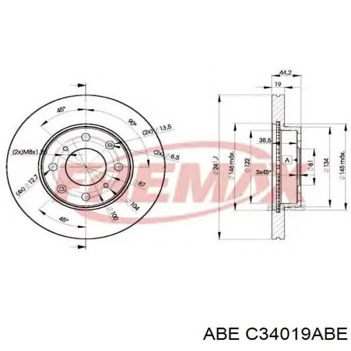 Гальмівні диски передні BR2212C Kavo Parts