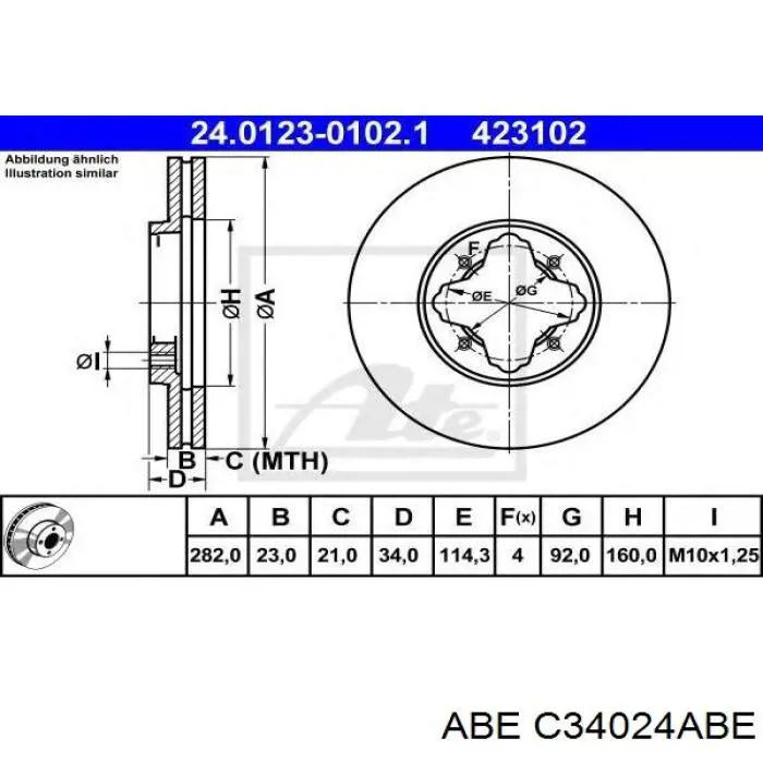Диск переднього гальма ABE C34024ABE ціна, від 35.08 USD