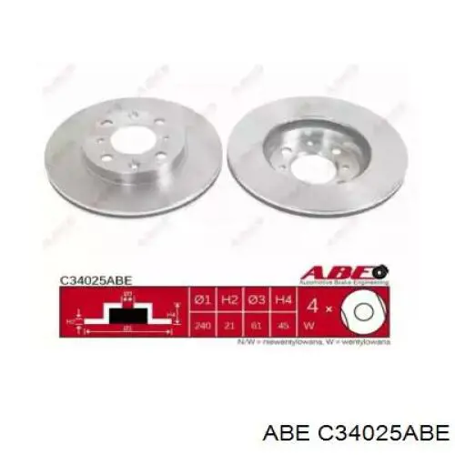 Диск гальмівний передній ABE C34025ABE