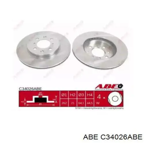 C34026ABE ABE Гальмо дискове переднє