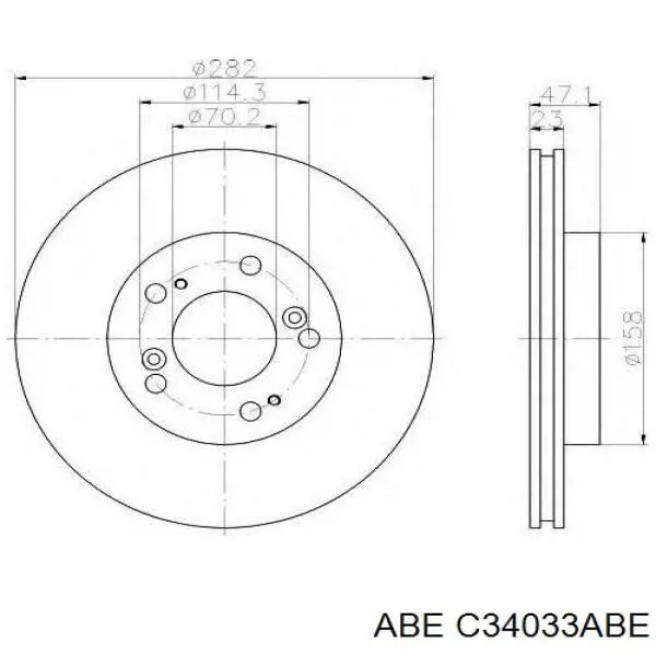 Диск гальмівний передній ABE C34033ABE