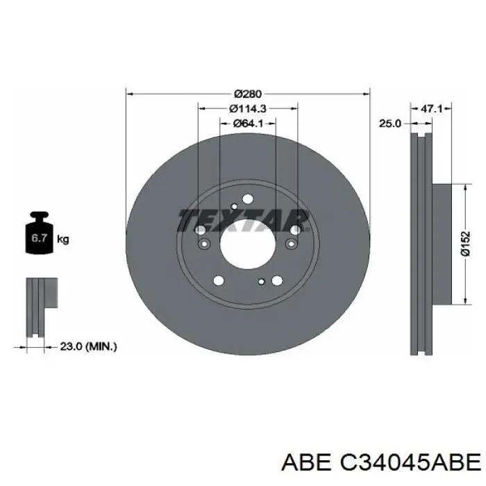 Диск гальмівний передній C34045ABE ABE