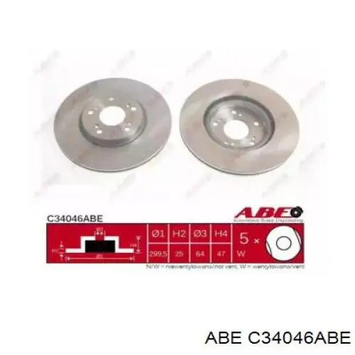 Диск гальмівний передній C34046ABE ABE