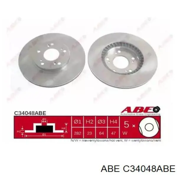 Диск переднього гальма ABE C34048ABE ціна, від 33.64 USD
