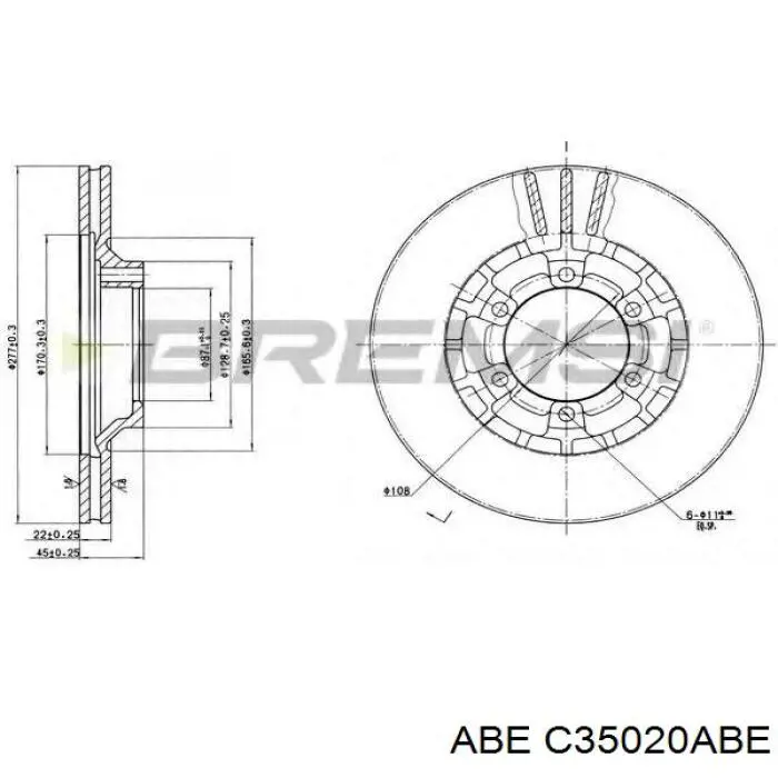 Диск гальмівний передній ABE C35020ABE