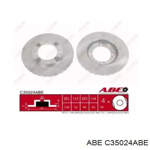 C35024ABE ABE диск гальмівний передній