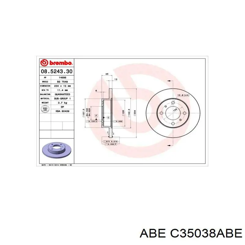 C35038ABE ABE Гальмо дискове переднє