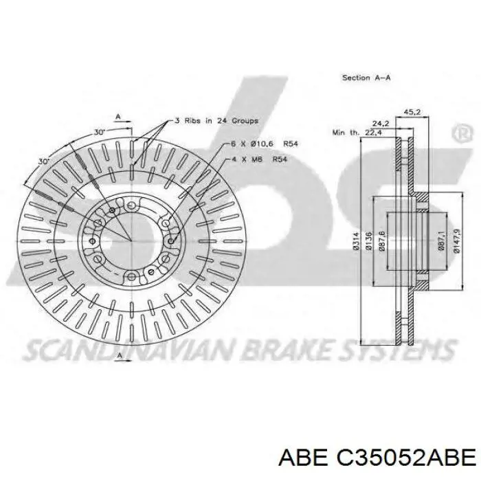 Диск гальмівний передній ABE C35052ABE