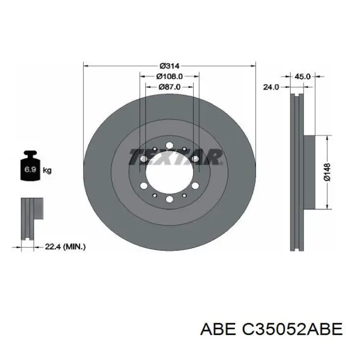 C35052ABE ABE диск гальмівний передній