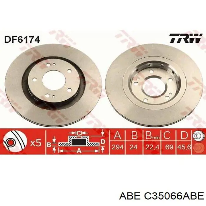 C35066ABE ABE Гальмо дискове переднє