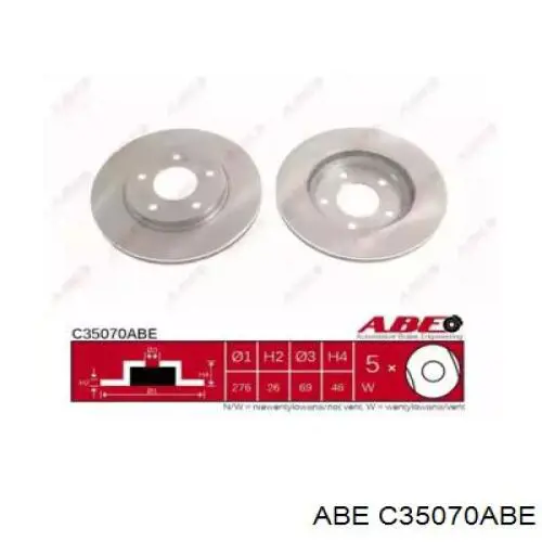 Гальмівні диски передні C35070ABE ABE