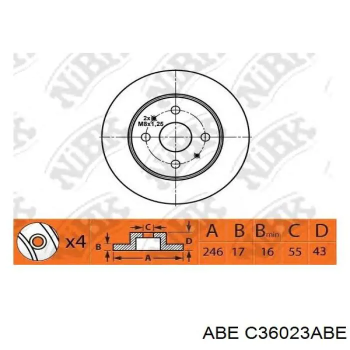 Диск гальмівний передній ABE C36023ABE