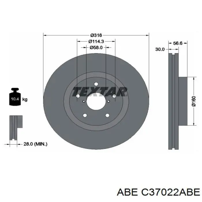 Диск гальмівний передній C37022ABE ABE