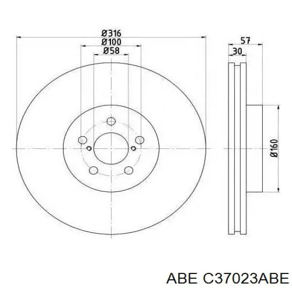 Диск переднього гальма ABE C37023ABE ціна, від 43.14 USD